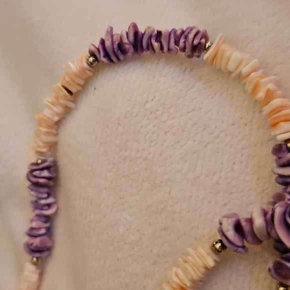 Vintage 1980s Purple Pastel Puka Shell Surfer Beach Necklace - Picture 5 of 5